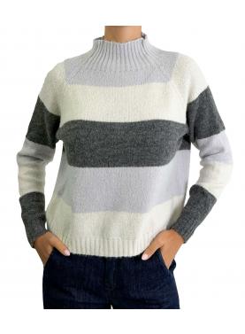 Maglione a righe collo alto